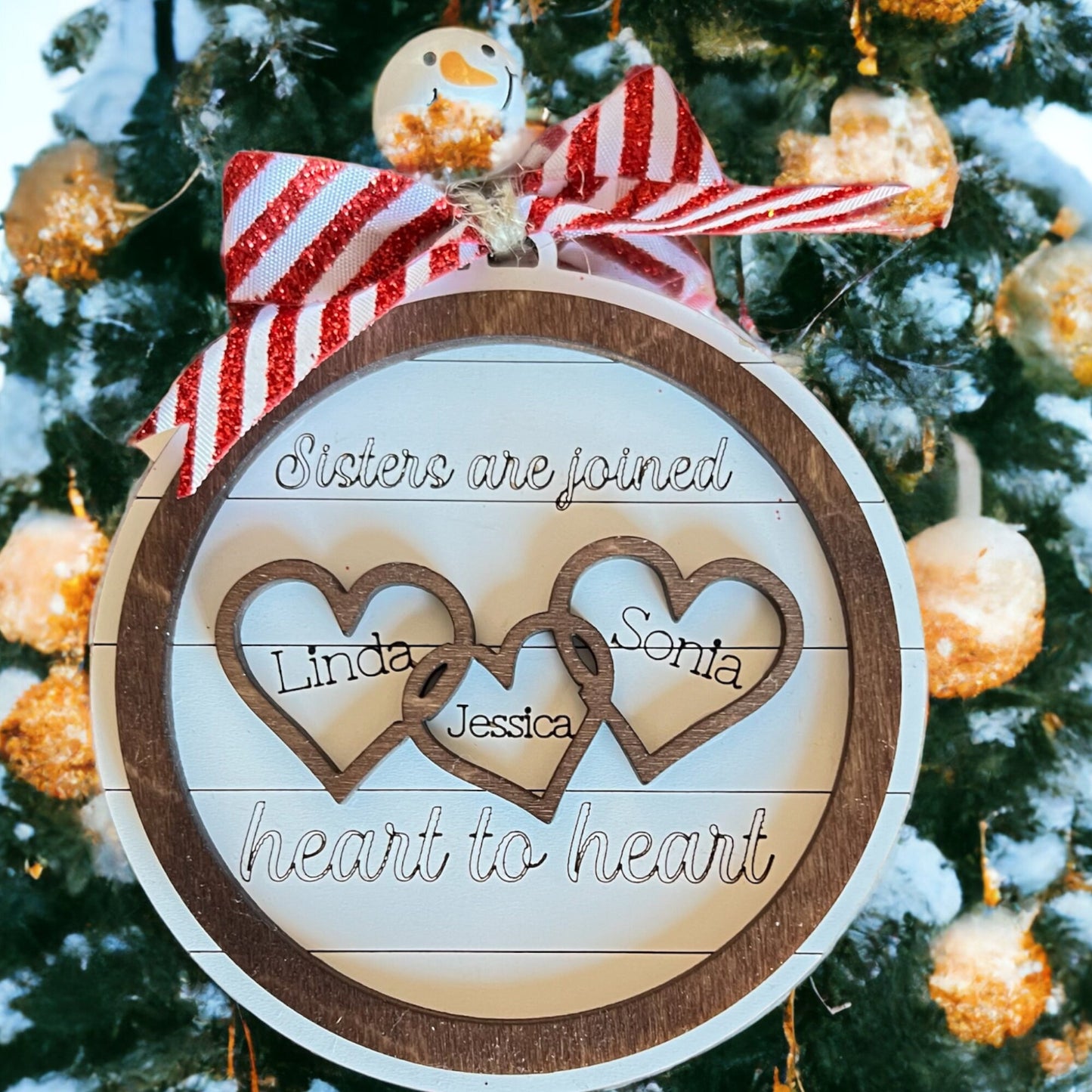 Personalized Sister Christmas Ornament, 1-5 Names, Christmas Gift, Family Gift, Sister Gift, Gift for Her, Handcrafted Sister Ornament