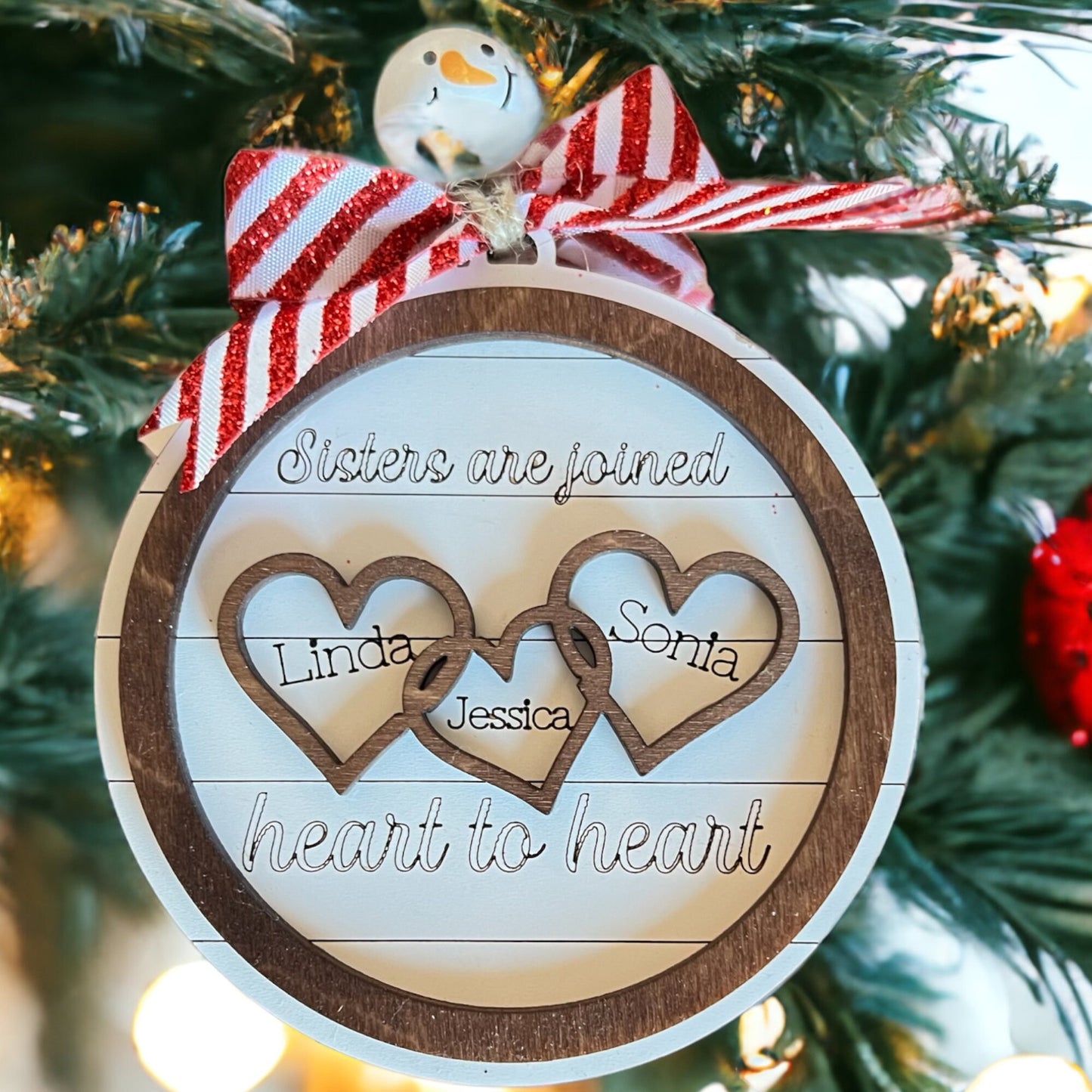 Personalized Sister Christmas Ornament, 1-5 Names, Christmas Gift, Family Gift, Sister Gift, Gift for Her, Handcrafted Sister Ornament