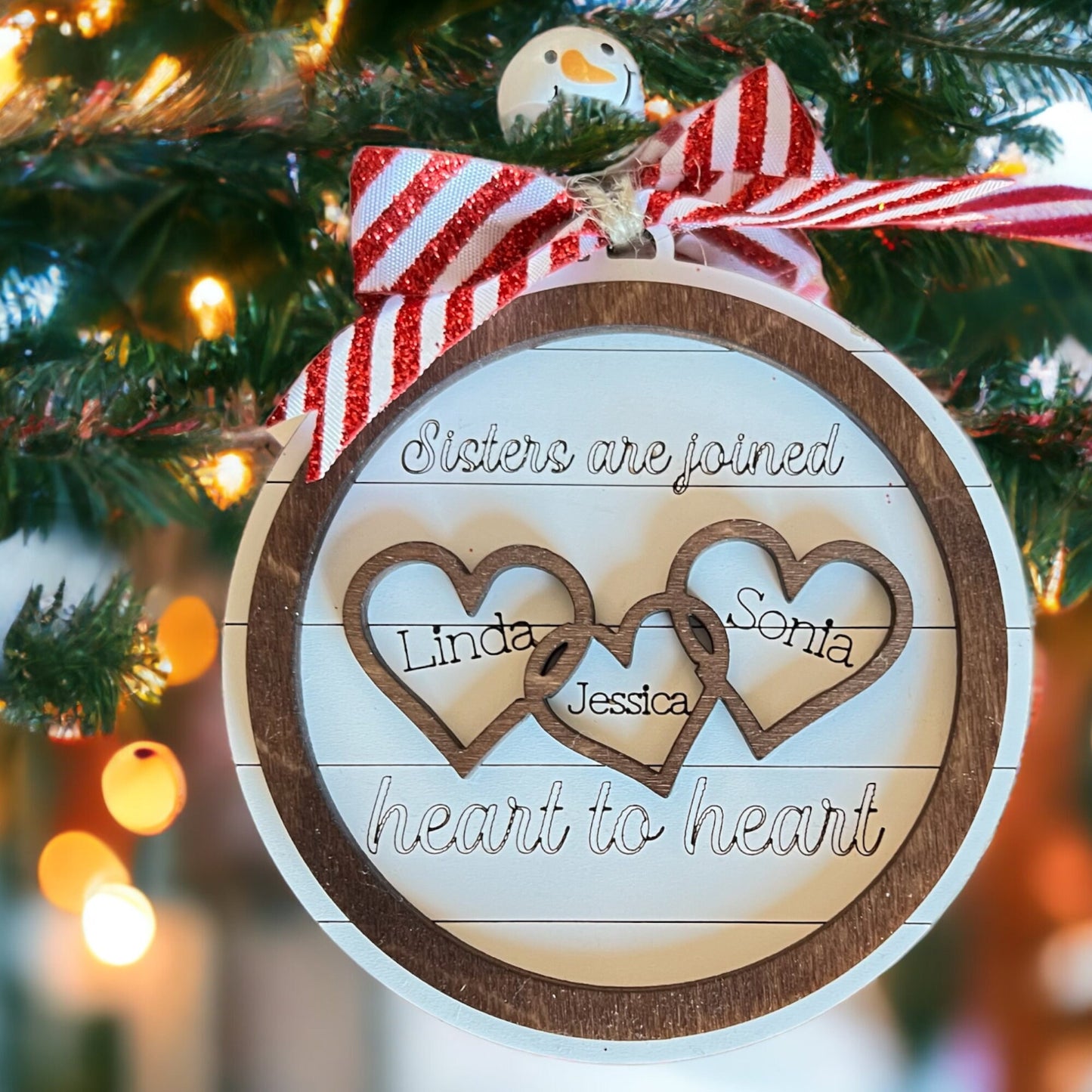 Personalized Sister Christmas Ornament, 1-5 Names, Christmas Gift, Family Gift, Sister Gift, Gift for Her, Handcrafted Sister Ornament