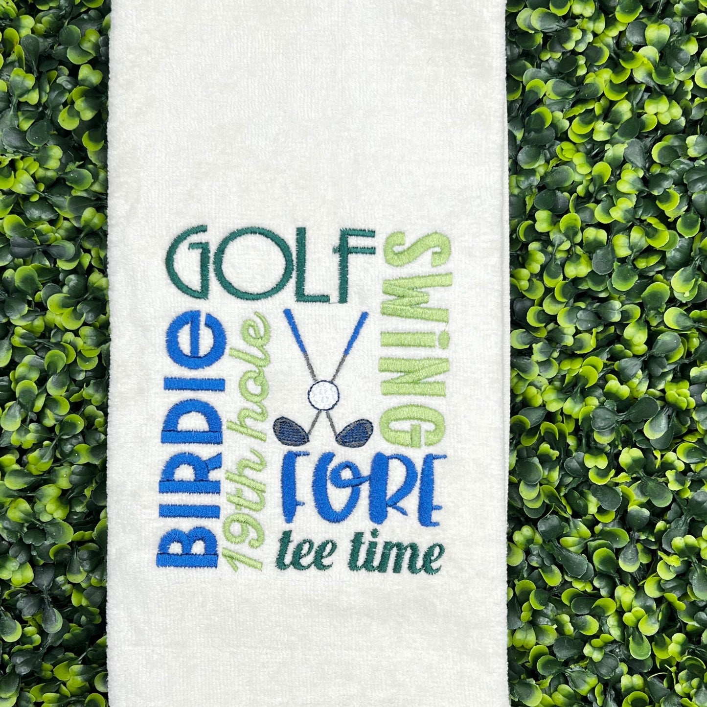 Father's Day Personalized Embroidered Golf Towel, Tri-Fold Golf Towel with Brass Hook & Grommet, Unique Golf Gift, Golf Tournament Gift - JJHG Custom Designs