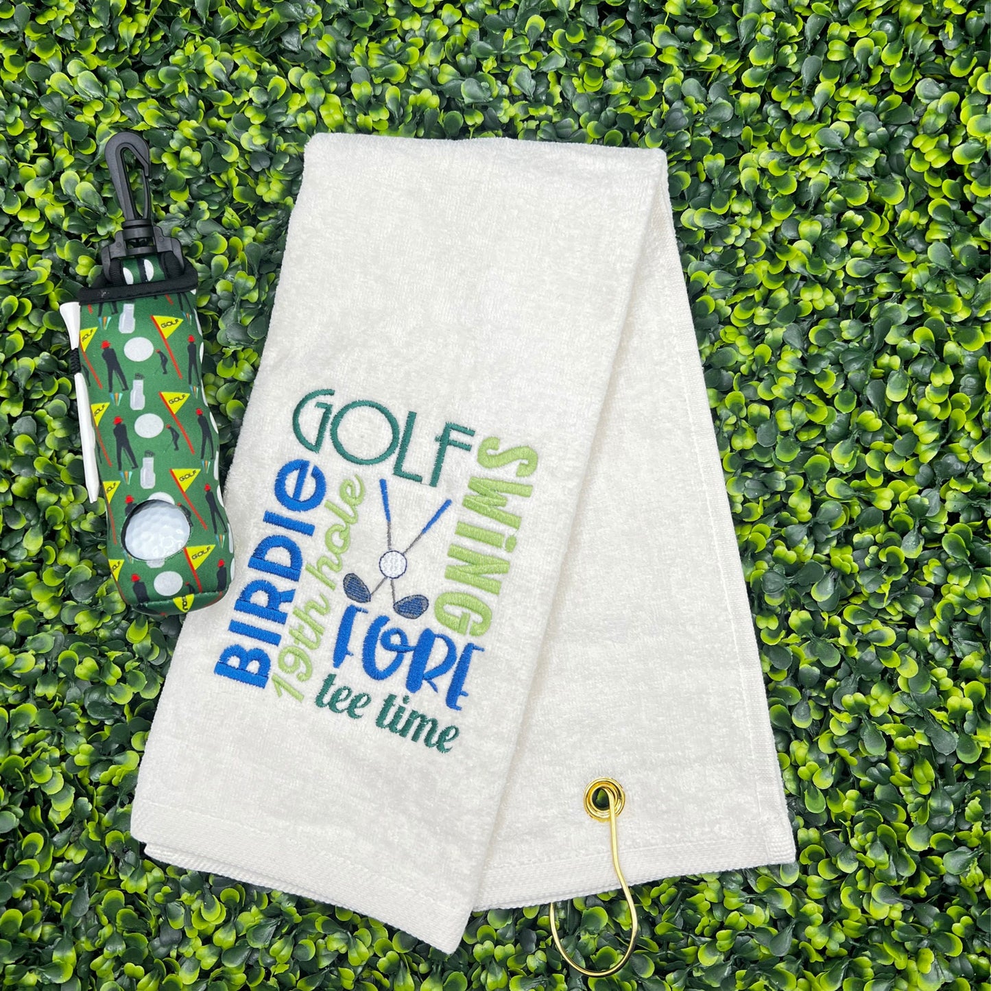 Father's Day Personalized Embroidered Golf Towel, Tri-Fold Golf Towel with Brass Hook & Grommet, Unique Golf Gift, Golf Tournament Gift - JJHG Custom Designs