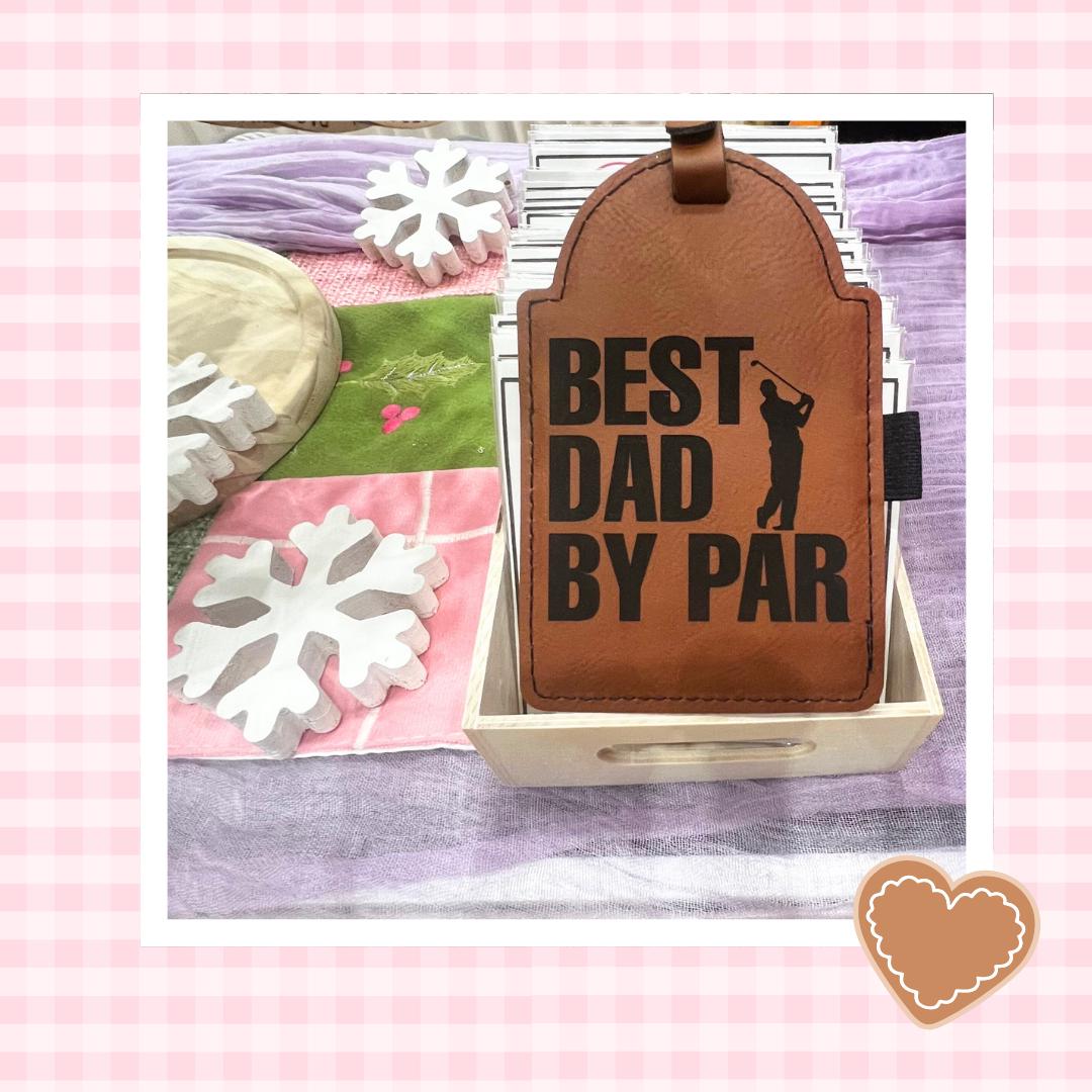 Best Dad By Par Personalized Leatherette Golf Bag Tag - Custom Father's Day Gift, Golf Gifts for Dad, Unique Golf Gifts for Men