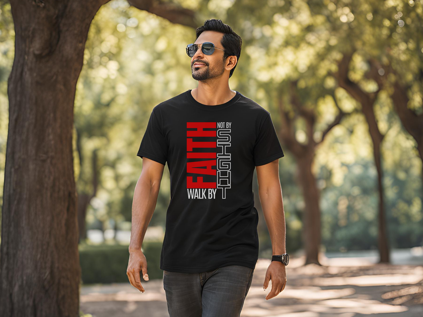 Walk by Faith Not by Sight T-Shirt – Inspirational Christian Apparel