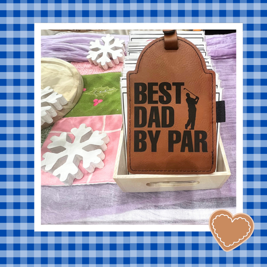 Best Dad By Par Personalized Leatherette Golf Bag Tag - Custom Father's Day Gift, Golf Gifts for Dad, Unique Golf Gifts for Men