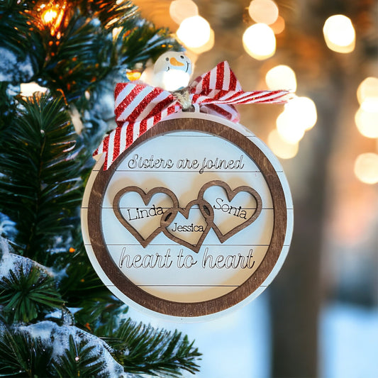 Personalized Sister Christmas Ornament, 1-5 Names, Christmas Gift, Family Gift, Sister Gift, Gift for Her, Handcrafted Sister Ornament